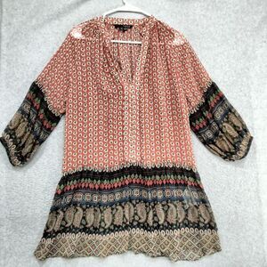 Plastic Island Shift Dress Womens S 2/4 Multicolor Paisley Geometric Floral Boho